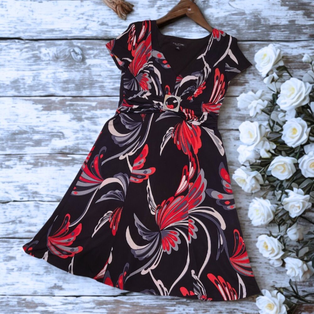 Perceptions New York Dress | Size 10 | Bold Floral Belted Style - Picture 7 of 11
